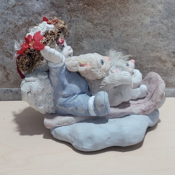 Dreamsicles Christmas Stocking Holder Toboggan Kristin 1994 Sleigh Ride Angel Bu - Picture 5 of 10